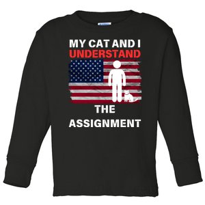 My Cat And I Understand The Assignment Usa Flag Toddler Long Sleeve Shirt