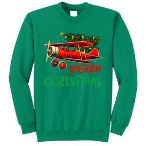 Merry Christmas Airplane Christmas Tree Pilot Gift Sweatshirt