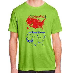 Merry Christmas And Happy Holidays Festive Usa Map Trump Adult ChromaSoft Performance T-Shirt