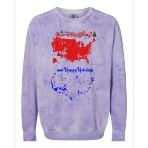 Merry Christmas And Happy Holidays Festive Usa Map Trump Colorblast Crewneck Sweatshirt