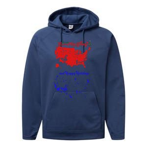 Merry Christmas And Happy Holidays Festive Usa Map Trump Performance Fleece Hoodie