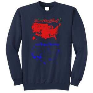 Merry Christmas And Happy Holidays Festive Usa Map Trump Sweatshirt