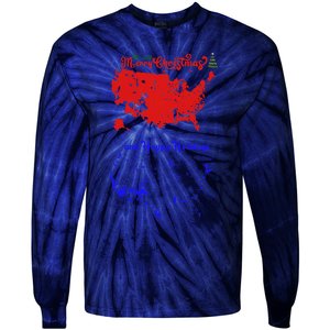 Merry Christmas And Happy Holidays Festive Usa Map Trump Tie-Dye Long Sleeve Shirt