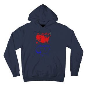 Merry Christmas And Happy Holidays Festive Usa Map Trump Tall Hoodie