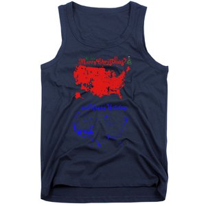 Merry Christmas And Happy Holidays Festive Usa Map Trump Tank Top