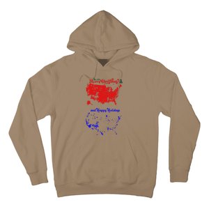 Merry Christmas And Happy Holidays Festive Usa Map Trump Hoodie