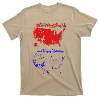 Merry Christmas And Happy Holidays Festive Usa Map Trump T-Shirt