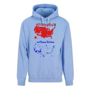 Merry Christmas And Happy Holidays Festive Usa Map Trump Unisex Surf Hoodie