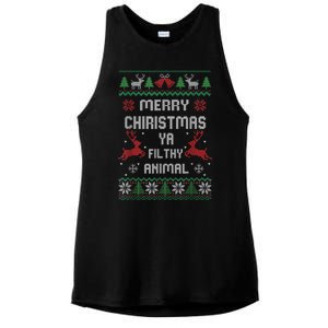 Merry Christmas Animal Filthy Ya Ladies PosiCharge Tri-Blend Wicking Tank