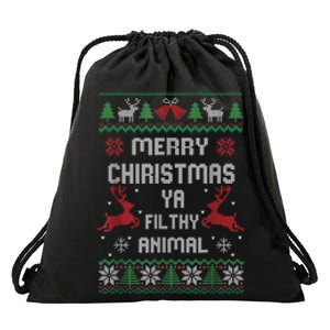 Merry Christmas Animal Filthy Ya Drawstring Bag