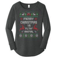 Merry Christmas Animal Filthy Ya Women's Perfect Tri Tunic Long Sleeve Shirt