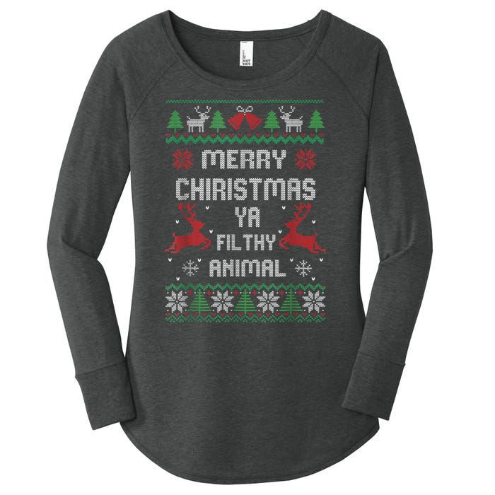 Merry Christmas Animal Filthy Ya Women's Perfect Tri Tunic Long Sleeve Shirt