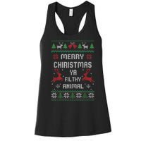 Merry Christmas Animal Filthy Ya Women's Racerback Tank