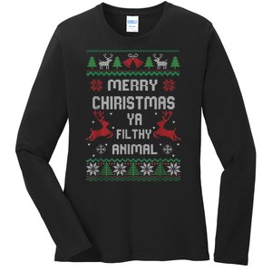 Merry Christmas Animal Filthy Ya Ladies Long Sleeve Shirt