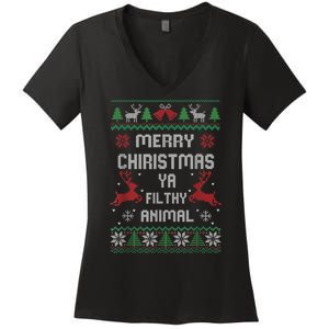 Merry Christmas Animal Filthy Ya Women's V-Neck T-Shirt