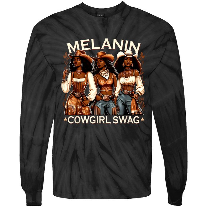 Melanin Cowgirls African Melanin Cowgirl Swag Black History Tie-Dye Long Sleeve Shirt