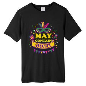 May Contain Alcohol Funny Mardi Gras Tall Fusion ChromaSoft Performance T-Shirt