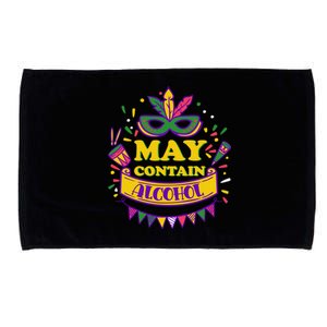 May Contain Alcohol Funny Mardi Gras Microfiber Hand Towel