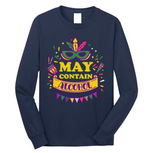 May Contain Alcohol Funny Mardi Gras Long Sleeve Shirt