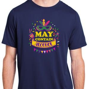 May Contain Alcohol Funny Mardi Gras Adult ChromaSoft Performance T-Shirt