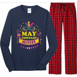 May Contain Alcohol Funny Mardi Gras Long Sleeve Pajama Set