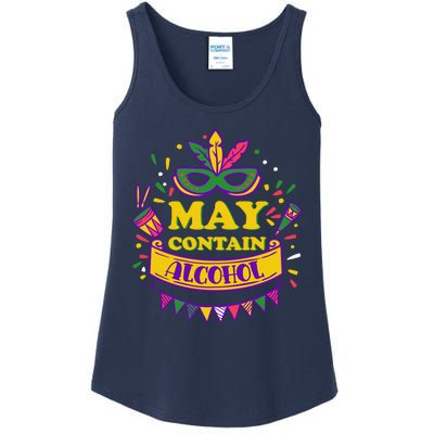 May Contain Alcohol Funny Mardi Gras Ladies Essential Tank