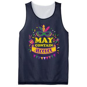 May Contain Alcohol Funny Mardi Gras Mesh Reversible Basketball Jersey Tank