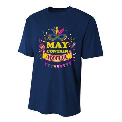 May Contain Alcohol Funny Mardi Gras Performance Sprint T-Shirt