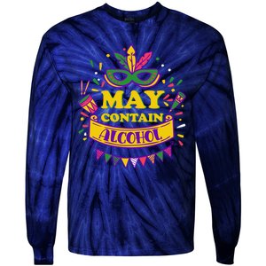 May Contain Alcohol Funny Mardi Gras Tie-Dye Long Sleeve Shirt