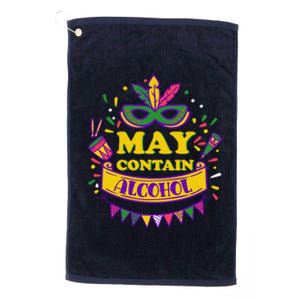 May Contain Alcohol Funny Mardi Gras Platinum Collection Golf Towel