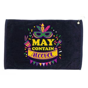 May Contain Alcohol Funny Mardi Gras Grommeted Golf Towel