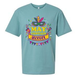 May Contain Alcohol Funny Mardi Gras Sueded Cloud Jersey T-Shirt