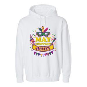 May Contain Alcohol Funny Mardi Gras Garment-Dyed Fleece Hoodie