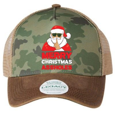 Merry Christmas Assholes Funny Santa Legacy Tie Dye Trucker Hat