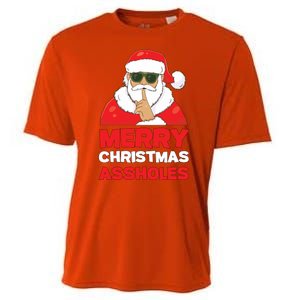 Merry Christmas Assholes Funny Santa Cooling Performance Crew T-Shirt