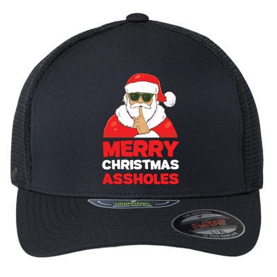 Merry Christmas Assholes Funny Santa Flexfit Unipanel Trucker Cap