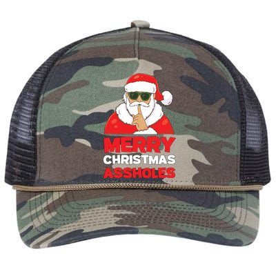 Merry Christmas Assholes Funny Santa Retro Rope Trucker Hat Cap