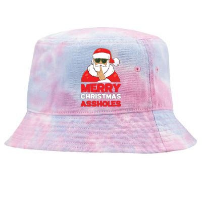 Merry Christmas Assholes Funny Santa Tie-Dyed Bucket Hat