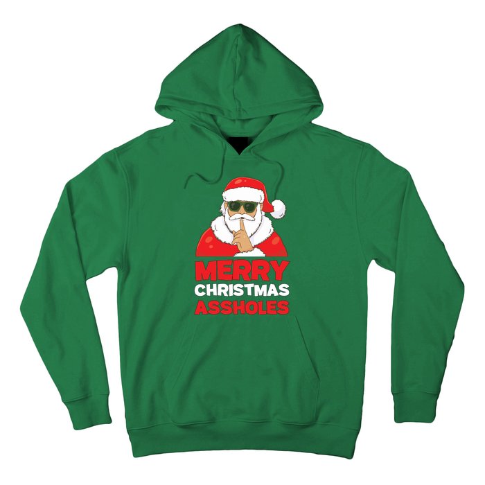 Merry Christmas Assholes Funny Santa Hoodie