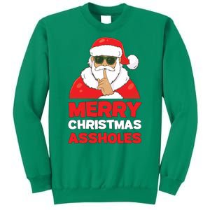 Merry Christmas Assholes Funny Santa Sweatshirt