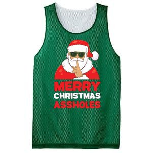 Merry Christmas Assholes Funny Santa Mesh Reversible Basketball Jersey Tank