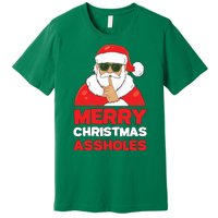 Merry Christmas Assholes Funny Santa Premium T-Shirt