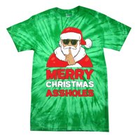 Merry Christmas Assholes Funny Santa Tie-Dye T-Shirt