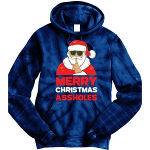 Merry Christmas Assholes Funny Santa Tie Dye Hoodie