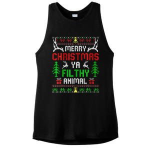 Merry Christmas Animal Filthy Ya  Ladies PosiCharge Tri-Blend Wicking Tank