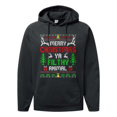 Merry Christmas Animal Filthy Ya  Performance Fleece Hoodie