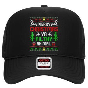 Merry Christmas Animal Filthy Ya  High Crown Mesh Back Trucker Hat