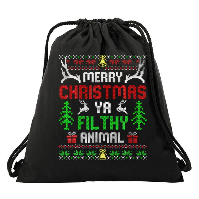 Merry Christmas Animal Filthy Ya  Drawstring Bag