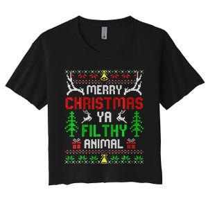 Merry Christmas Animal Filthy Ya  Women's Crop Top Tee