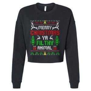 Merry Christmas Animal Filthy Ya  Cropped Pullover Crew